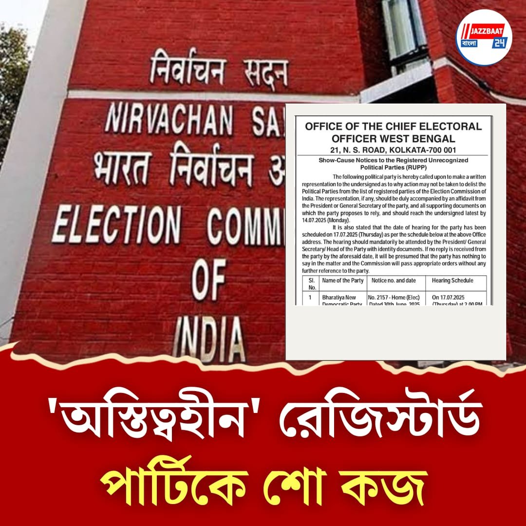 রেজিস্টার্ড অথচ অস্তিত্বহীন রাজনৈতিক দলকে শোকজ