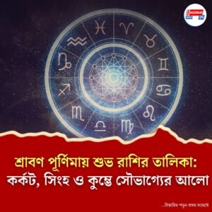 শ্রাবণ পূর্ণিমায় শুভ রাশির তালিকা: কর্কট, সিংহ ও কুম্ভে সৌভাগ্যের আলো