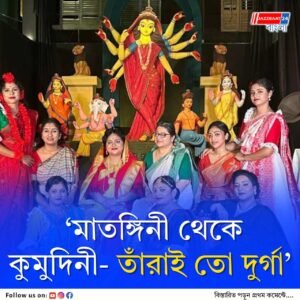 সংগ্রামী নারীদের সম্মান, হাতিবাগান নবীনপল্লির পুজোর থিম, ‘আমাদের দেশ আমাদের দুর্গা’